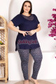 lacivert renk ve desenli lady 10973 battal büyük beden kısa kol anne pijama takımı, 8509990023263, büyük beden (battal boy) pijama takımları, Lady