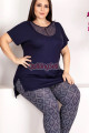 lacivert renk ve desenli lady 10973 battal büyük beden kısa kol anne pijama takımı, 8509990023263, büyük beden (battal boy) pijama takımları, Lady