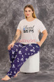 lacivert renk ve desenli lady 10978 kadın kısa kol büyük beden anne pijama takımı, 8509990021986, büyük beden (battal boy) pijama takımları, Lady