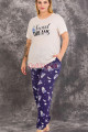 lacivert renk ve desenli lady 10978 kadın kısa kol büyük beden anne pijama takımı, 8509990021986, büyük beden (battal boy) pijama takımları, Lady