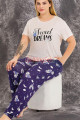 lacivert renk ve desenli lady 10978 kadın kısa kol büyük beden anne pijama takımı, 8509990021986, büyük beden (battal boy) pijama takımları, Lady