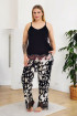 Siyah Beyaz Renkli ve Desenli Lady 10983 Kadın Kısa Kol Büyük Beden Anne Pijama Takımı