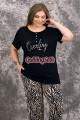 siyah renk ve zebra desenli 10998 kısa kollu kadın büyük beden anne pijama takımı, 8509990020668, büyük beden (battal boy) pijama takımları, Lady