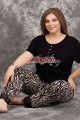 siyah renk ve zebra desenli 10998 kısa kollu kadın büyük beden anne pijama takımı, 8509990020668, büyük beden (battal boy) pijama takımları, Lady
