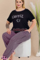 pembe - siyah renk ve çizgili 11009 kısa kollu kadın büyük beden anne pijama takımı, 8509990023898, büyük beden (battal boy) pijama takımları, Lady