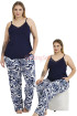Lacivert Renk ve Desenli Lady 11018 Kadın Askılı Kol Büyük Beden Anne Pijama Takımı