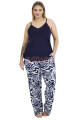 lacivert renk ve desenli lady 11018 kadın askılı kol büyük beden anne pijama takımı, 8509990037352, lady pijama takımı, Lady