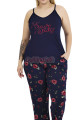 lacivert renk ve çiçek desenli lady 11019 kadın askılı kol büyük beden anne pijama takımı, 8509990037383, lady pijama takımı, Lady