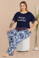 lacivert renk ve desenli lady 11024 kadın kısa kol büyük beden anne pijama takımı, 8509990000486, lady pijama takımı, Lady