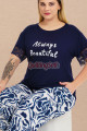lacivert renk ve desenli lady 11024 kadın kısa kol büyük beden anne pijama takımı, 8509990000486, lady pijama takımı, Lady