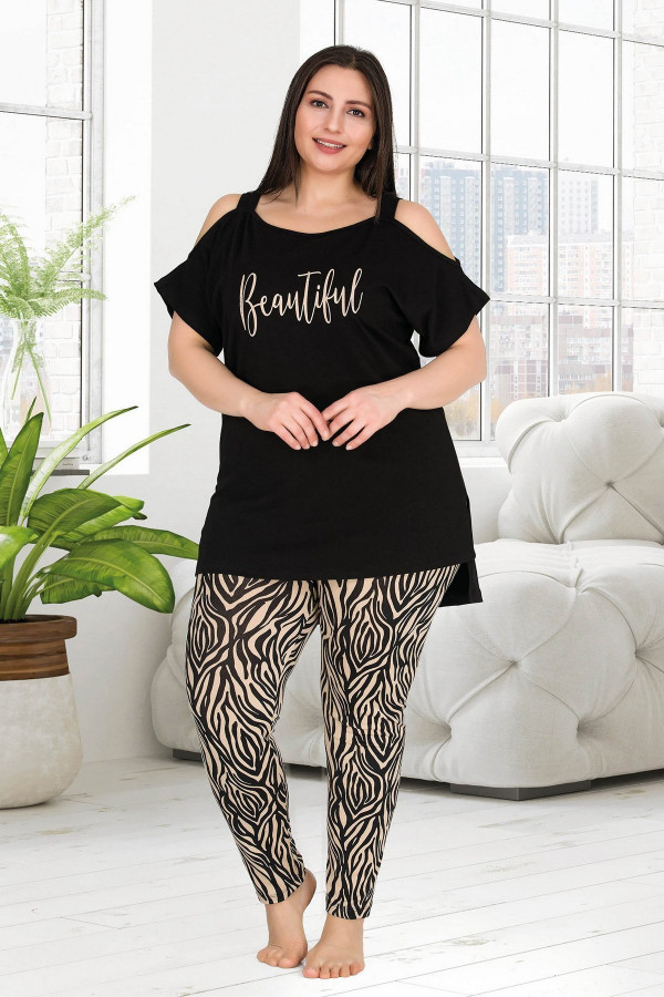 lady 10758 battal boy büyük beden kısa kol pijama takımı, 8509990020422, büyük beden (battal boy) pijama takımları, Lady