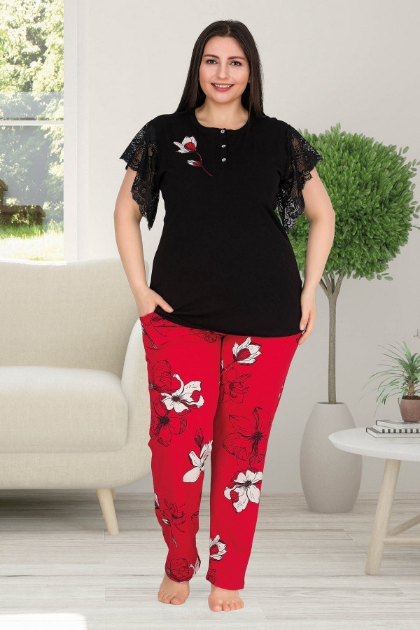 lady 10769 battal boy büyük beden kısa kol pijama takımı, ladybttlpjm10771, büyük beden (battal boy) pijama takımları