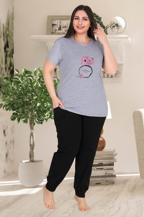 lady 10771 battal boy büyük beden kısa kol pijama takımı, ladybttlpjm10772, büyük beden (battal boy) pijama takımları, Lady