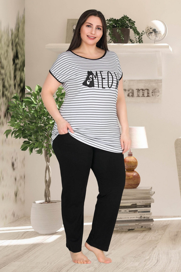 lady 10785 battal boy büyük beden kısa kol pijama takımı, ladybttlpjm10785, büyük beden (battal boy) pijama takımları