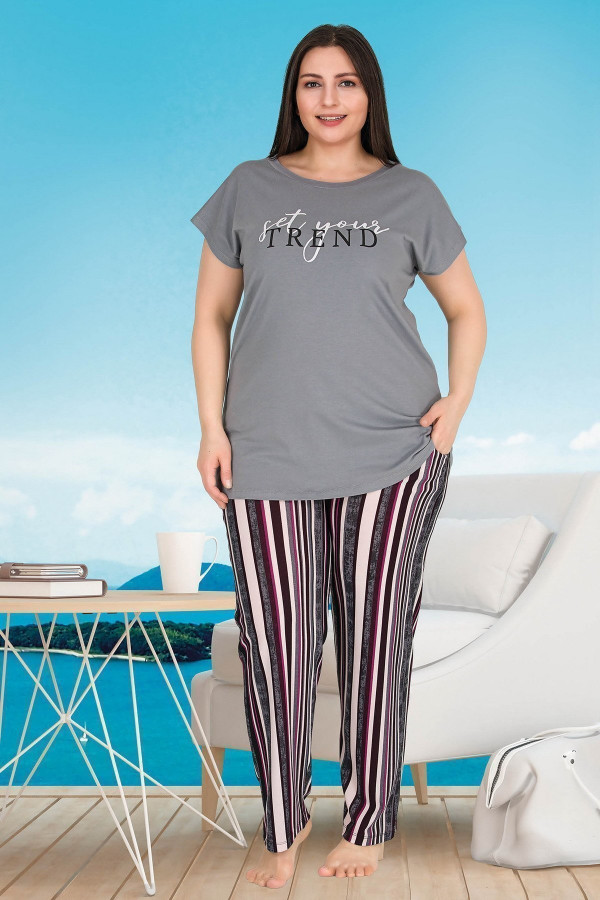lady 10790 battal boy büyük beden kısa kol pijama takımı, ladybttlpjm10790, büyük beden (battal boy) pijama takımları, Lady