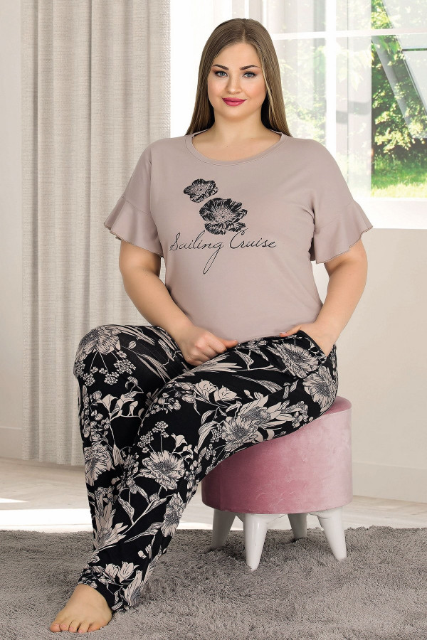 lady 10809 battal boy büyük beden kısa kol pijama takımı, ladybttlpjm10809, büyük beden (battal boy) pijama takımları, Lady