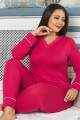 jenika 42026 fuşya renk battal boy büyük beden uzun kol penye pijama takımı, jenika-42026, büyük beden (battal boy) pijama takımları, Lady