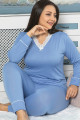 jenika 42027 açık mavi renk battal boy büyük beden uzun kol penye pijama takımı, jenika-42027, büyük beden (battal boy) pijama takımları