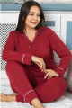 jenika 42042 bordo renk battal boy büyük beden uzun kol penye pijama takımı, jenika-42042, büyük beden (battal boy) pijama takımları, Lady