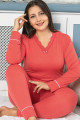 jenika 42046 nar çiçeği renk battal boy büyük beden uzun kol penye pijama takımı, jenika-42046, büyük beden (battal boy) pijama takımları, Lady