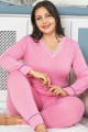 jenika 42047 pembe renk battal boy büyük beden uzun kol penye pijama takımı, jenika-42047, büyük beden (battal boy) pijama takımları