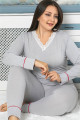 jenika 42050 gri renk battal boy büyük beden uzun kol penye pijama takımı, jenika-42050, büyük beden (battal boy) pijama takımları, Jenika