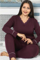 jenika 42055 mürdüm renk battal boy büyük beden uzun kol penye pijama takımı, jenika-42055, büyük beden (battal boy) pijama takımları, Jenika