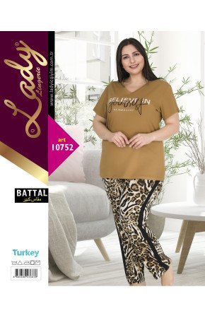 Lady 10752 Battal Boy Büyük Beden Kısa Kol Pijama Takımı