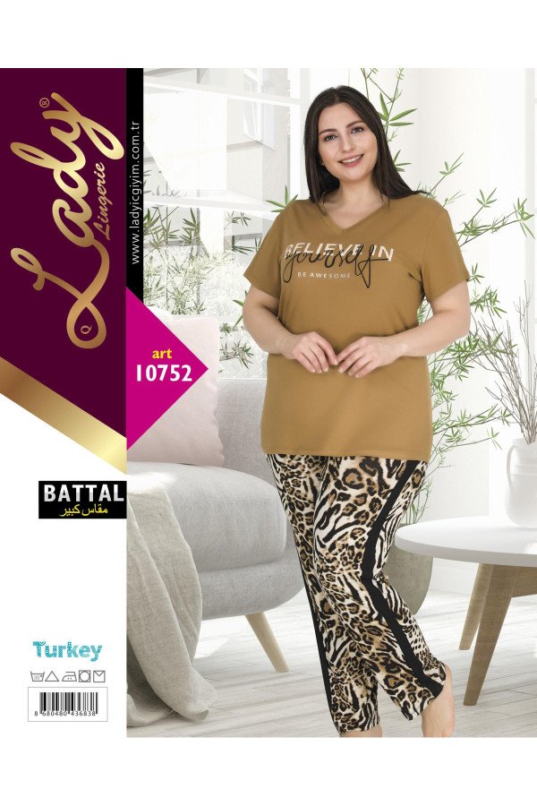 lady 10752 battal boy büyük beden kısa kol pijama takımı, ladybttlpjm10756, büyük beden (battal boy) pijama takımları, Lady