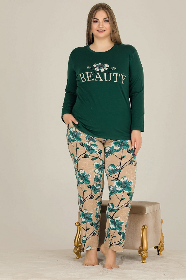 lady 11304 battal boy büyük beden uzun kol penye pijama takımı, ladybttlpjm11304, büyük beden (battal boy) pijama takımları, Lady