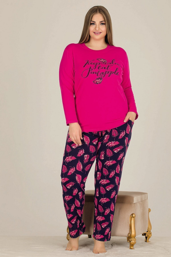 lady 11305 battal boy büyük beden uzun kol penye pijama takımı, ladybttlpjm11305, büyük beden (battal boy) pijama takımları, Lady