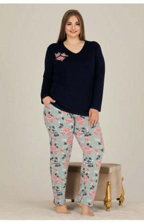 Lady 11307 Battal Boy Büyük Beden Uzun Kol Penye Pijama Takımı