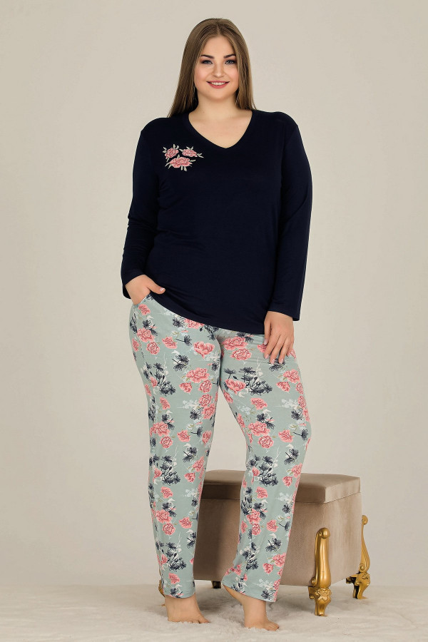 lady 11307 battal boy büyük beden uzun kol penye pijama takımı, ladybttlpjm11307, büyük beden (battal boy) pijama takımları, Lady