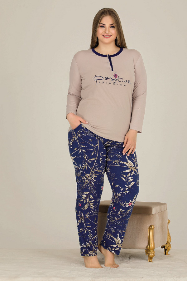 lady 11308 battal boy büyük beden uzun kol penye pijama takımı, lady11308, büyük beden (battal boy) pijama takımları, Lady