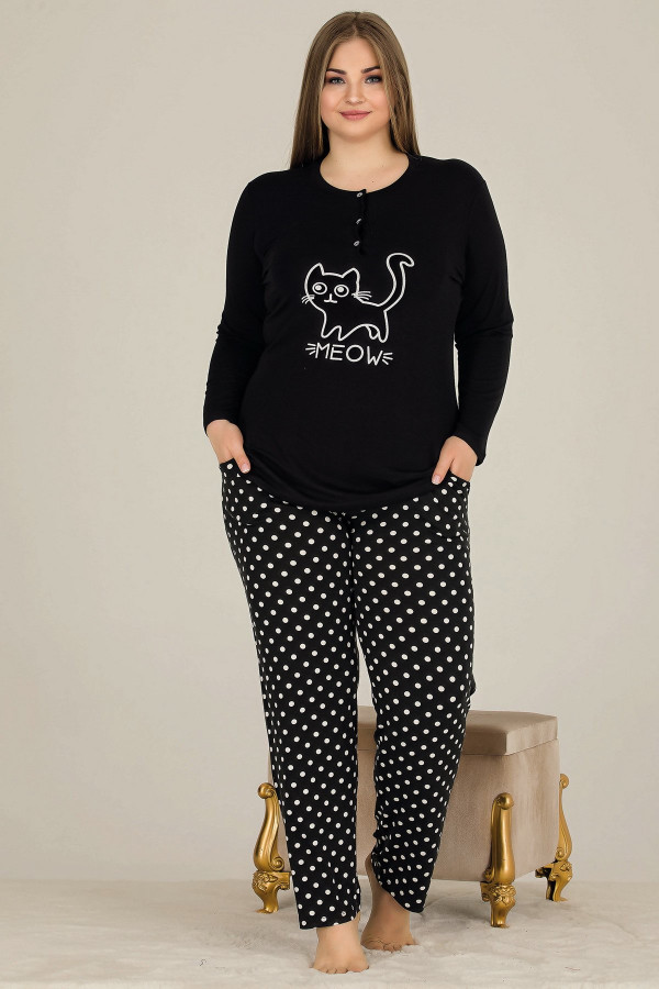 lady 11317 battal boy büyük beden uzun kol penye pijama takımı, ladybttlpjm11317, büyük beden (battal boy) pijama takımları, Lady