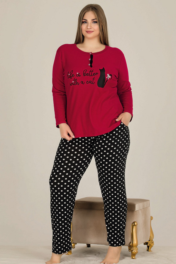 lady 11319 battal boy büyük beden uzun kol penye pijama takımı, ladybttlpjm11319, büyük beden (battal boy) pijama takımları, Lady