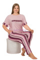 pembe renk ve çizgi desenli lady 10894 kadın kısa kol büyük beden pijama takımı, eli̇t0010894-2xl, büyük beden (battal boy) pijama takımları, ELİT0010894-2XL