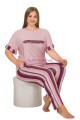pembe renk ve çizgi desenli lady 10894 kadın kısa kol büyük beden pijama takımı, eli̇t0010894-2xl, büyük beden (battal boy) pijama takımları, Lady