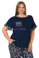 lacivert renk ve çiçek desenli lady 10896 kadın kısa kol büyük beden pijama takımı, eli̇t0010896-2xl, büyük beden (battal boy) pijama takımları, Lady