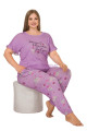lila renk ve çiçek desenli lady 10897 kadın kısa kol büyük beden pijama takımı, eli̇t0010897-2xl, büyük beden (battal boy) pijama takımları, Lady