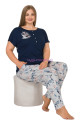 lacivert renk ve çiçek desenli lady 10901 kadın kısa kol büyük beden pijama takımı, eli̇t0010901-2xl, büyük beden (battal boy) pijama takımları, Lady