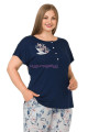 lacivert renk ve çiçek desenli lady 10901 kadın kısa kol büyük beden pijama takımı, eli̇t0010901-2xl, büyük beden (battal boy) pijama takımları, Lady
