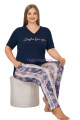 lacivert renk ve çizgili desenli lady 10902 kadın kısa kol büyük beden pijama takımı, eli̇t0010902-2xl, büyük beden (battal boy) pijama takımları, ELİT0010902-2XL