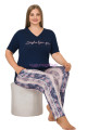 lacivert renk ve çizgili desenli lady 10902 kadın kısa kol büyük beden pijama takımı, eli̇t0010902-2xl, büyük beden (battal boy) pijama takımları, Lady