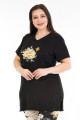 siyah renk ve çiçek desenli 10908 kadın kısa kol lady büyük beden pijama takımı, eli̇t0010908-2xl, büyük beden (battal boy) pijama takımları, ELİT0010908-2XL