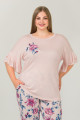 somon renk ve çiçek desenli 10913 kadın kısa kol lady büyük beden pijama takımı, elt0010913-2xl, büyük beden (battal boy) pijama takımları, Lady