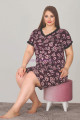 mürdüm renk ve çiçek desenli lady 10350 büyük beden şortlu pijama takımı, lady-10350, büyük beden şortlu pijama takımı, Quilling Seti