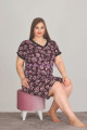 mürdüm renk ve çiçek desenli lady 10350 büyük beden şortlu pijama takımı, lady-10350, büyük beden şortlu pijama takımı, Quilling Seti