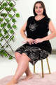 rahat ve şık kadın lady 10404 çiçekli desen siyah renk büyük beden şortlu anne pijama takımı, 8509990009946, lady pijama takımı, Lady