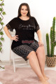 rahat ve şık kadın lady 10406 puantiye desenli siyah renk büyük beden şortlu anne pijama takımı, 8509990009908, lady pijama takımı, Lady